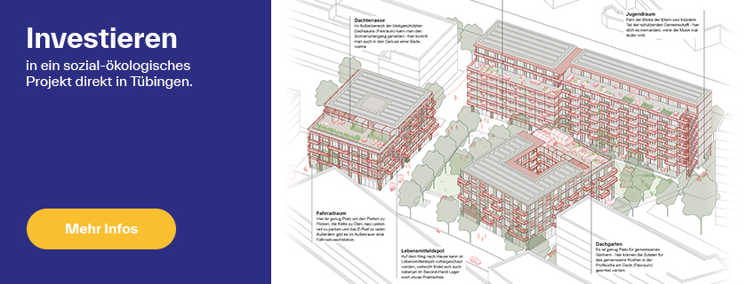 Banner: Investieren in ein sozial-ökologisches Projekt direkt in Tübingen